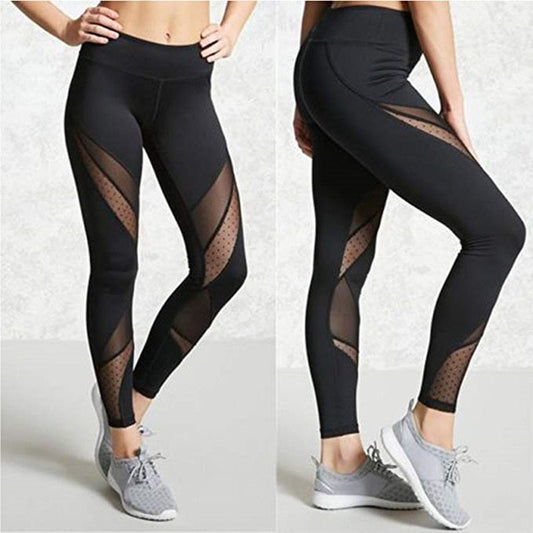 European and American stitching mesh yoga pants