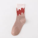 Men's And Women's Fashionable Warm Color Matching Mid-calf Socks