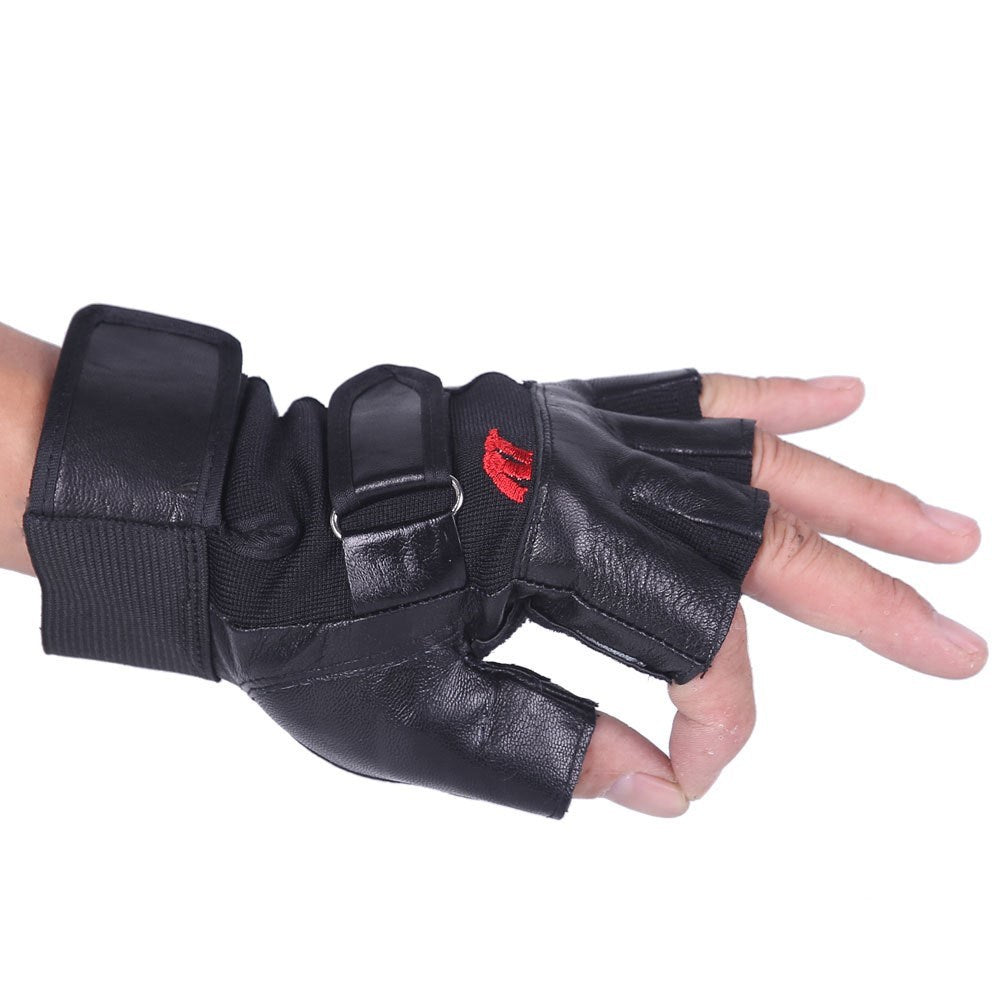 Army fan half finger outdoor leather gloves