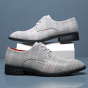 Men's Fashion Business Casual All-match Leather Shoes Lace-up Stripes