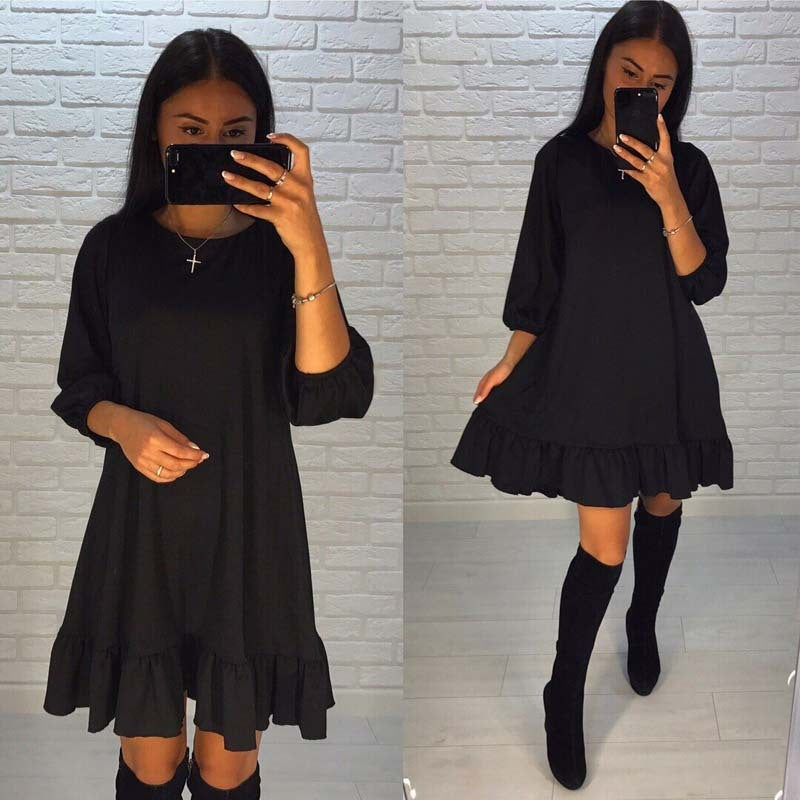 Ruffled Lantern Sleeve Dress