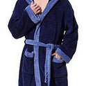 Men's Simple Colorblock Hood Patch Pocket Bathrobe