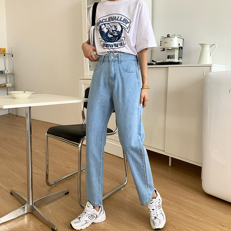 New Loose High Waist Straight Pants Mop Trousers