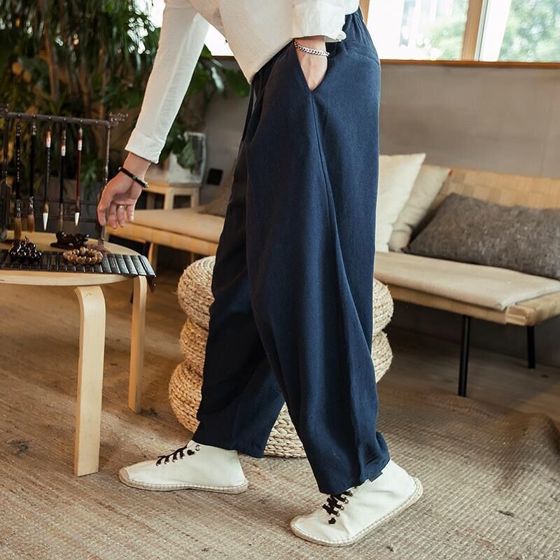 Chinese style large fat wide leg pants