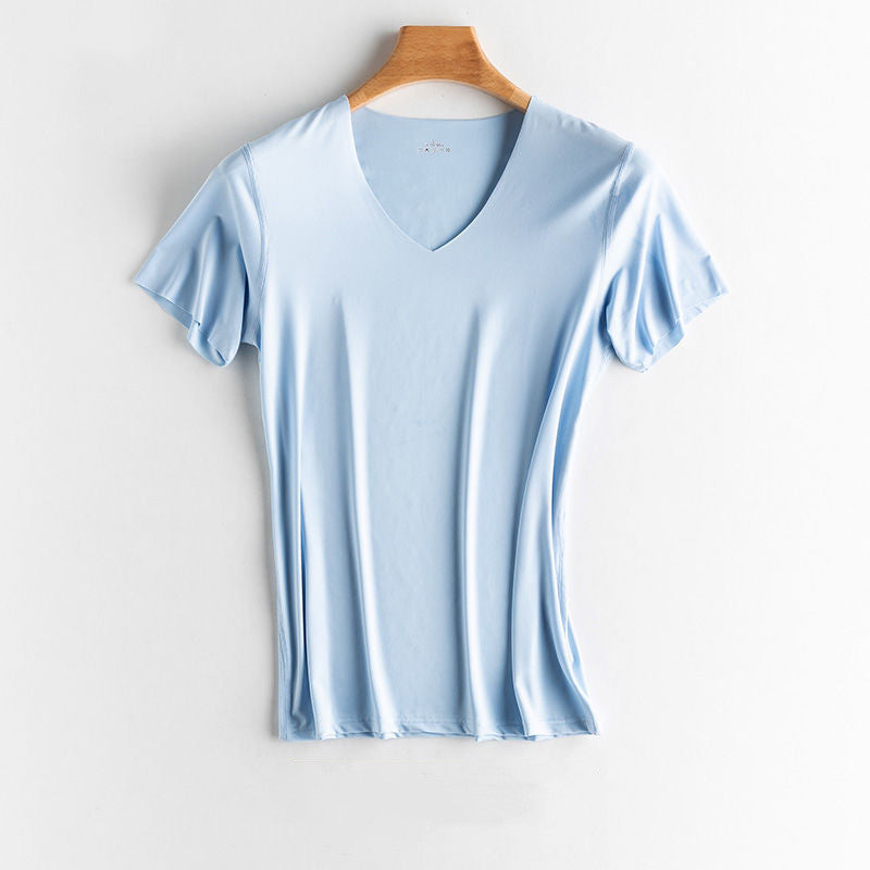 Male ice silk v-neck short sleeve