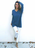 V-neck long sleeve women's thin sweater