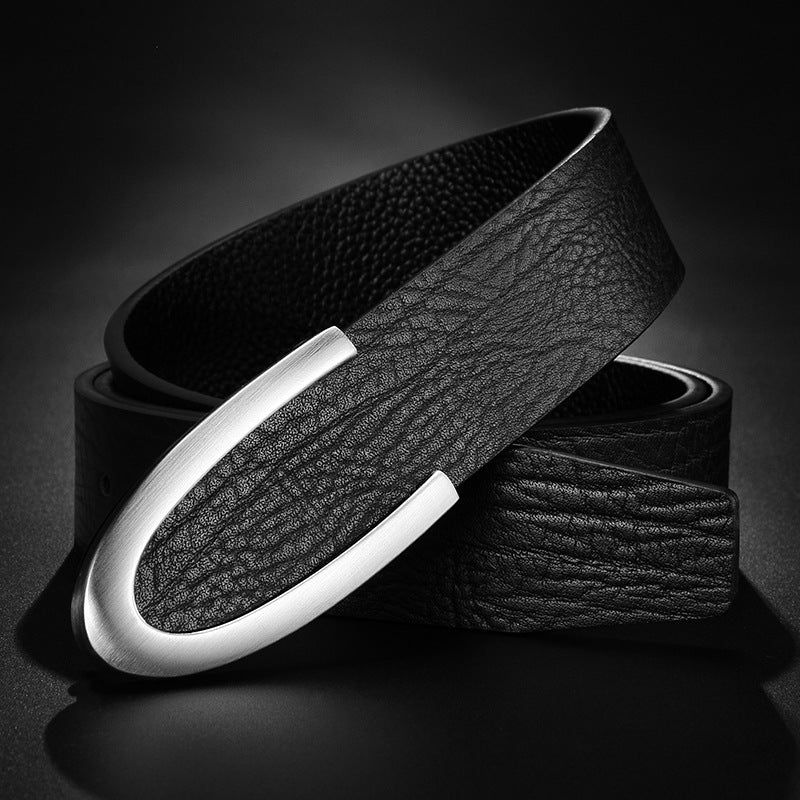 Casual Business Smooth Buckle Fashion Men's Leather Belt