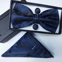 Paisley pattern bow tie dark blue black bow tie male British fashion cashew flower bow gift set