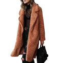 Long sleeve lapel lamb wool coat