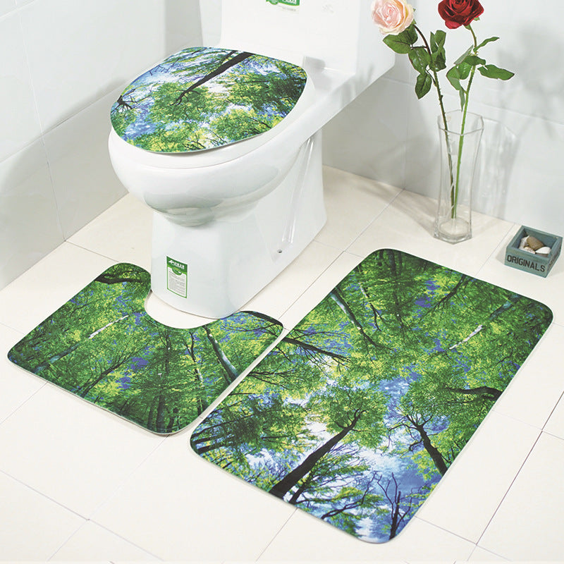 The bathroom toilet mat three-piece suit