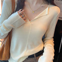 Solid Color Peter Pan Collar Knitwear Comfortable Soft Bottoming Shirt