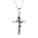 Classic Vintage Leaf Jesus Cross Necklace