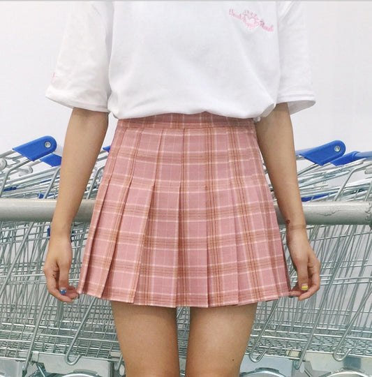 Spring New European And American Fan AA High Waist Plaid Skirt British Wind College Wind And Play Short Skirt Skirt