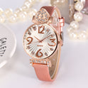 Peach heart rhinestone big number belt female watch