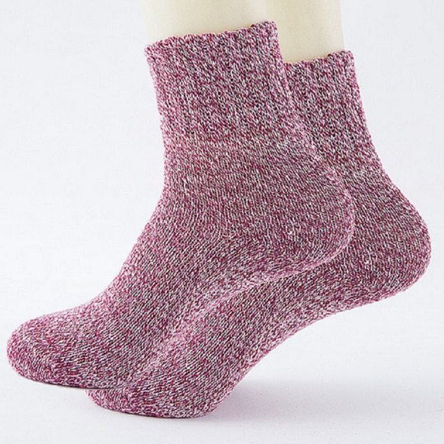 Pure color ethnic style retro thick warm wool socks