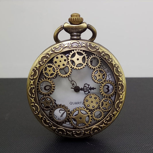 Vintage classic large gear hollow pocket watch