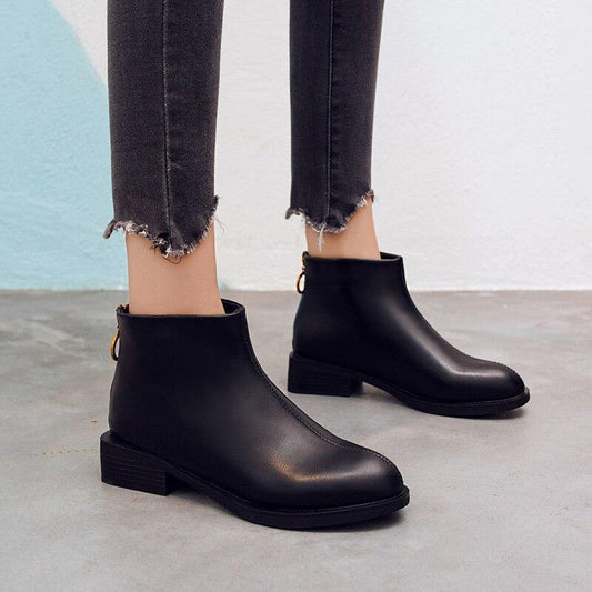 Korean style square heel round toe fashion boots