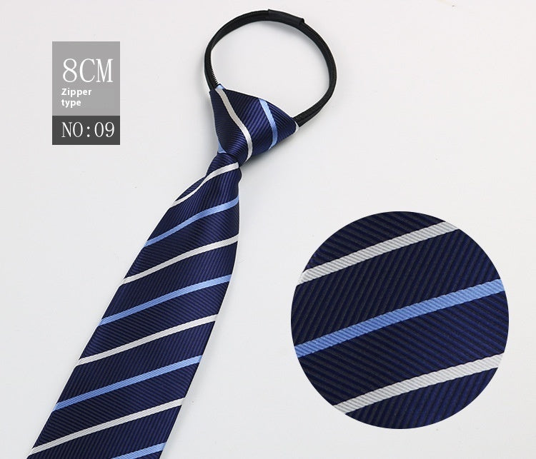 Black Men's Tie Striped Blue Business Tie Lazy Zip Tie In Stock Wholesale Pull Peels