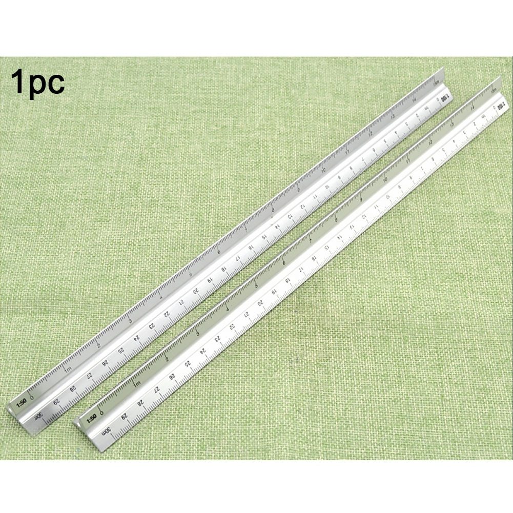 30cm Metal Silver Architect Technical Triangle Ruler