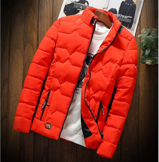 Men's solid color plus size fashion cotton jacket stand collar