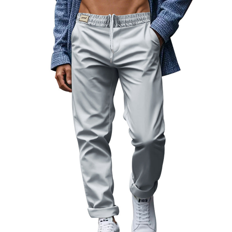 Men's Loose Comfortable Quick-drying Waist-tied Casual Business Pure Color Trousers