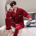 Double-sided island velvet couple pajamas