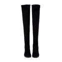 Below-the-knee Length Flat Mid Heel Stretch High Boots