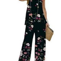 Women's Fashion Printed Casual Vest Trousers Two-piece Suit