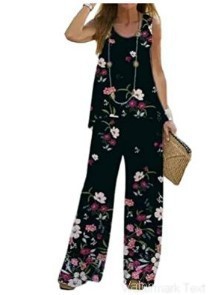 Women's Fashion Printed Casual Vest Trousers Two-piece Suit