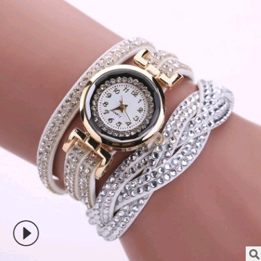 Fashion watch ladies fashion watch, diamond twisted pu belt winding fashion watch