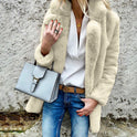 autumn and winter new style solid color long-sleeved lapel women's fluffy coat coat LG0050