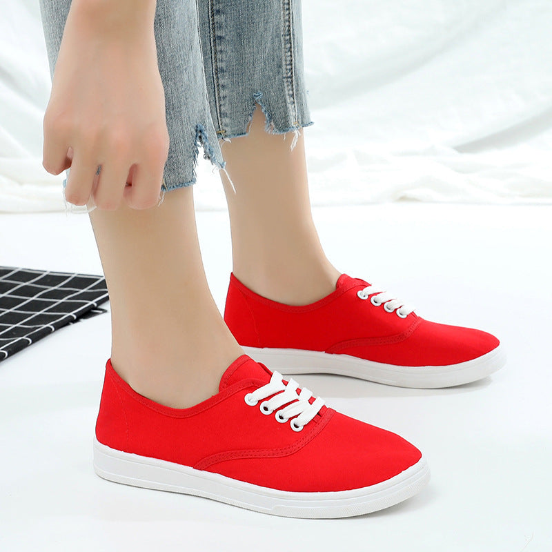 Lace-up canvas shoes wild Korean white student shoes