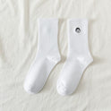 Black Solid Color Simple Couple Socks In Autumn