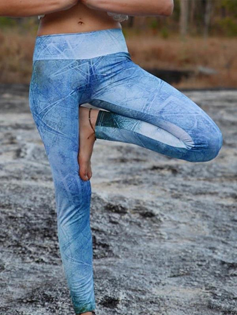 Tie-dye printed sports yoga pants