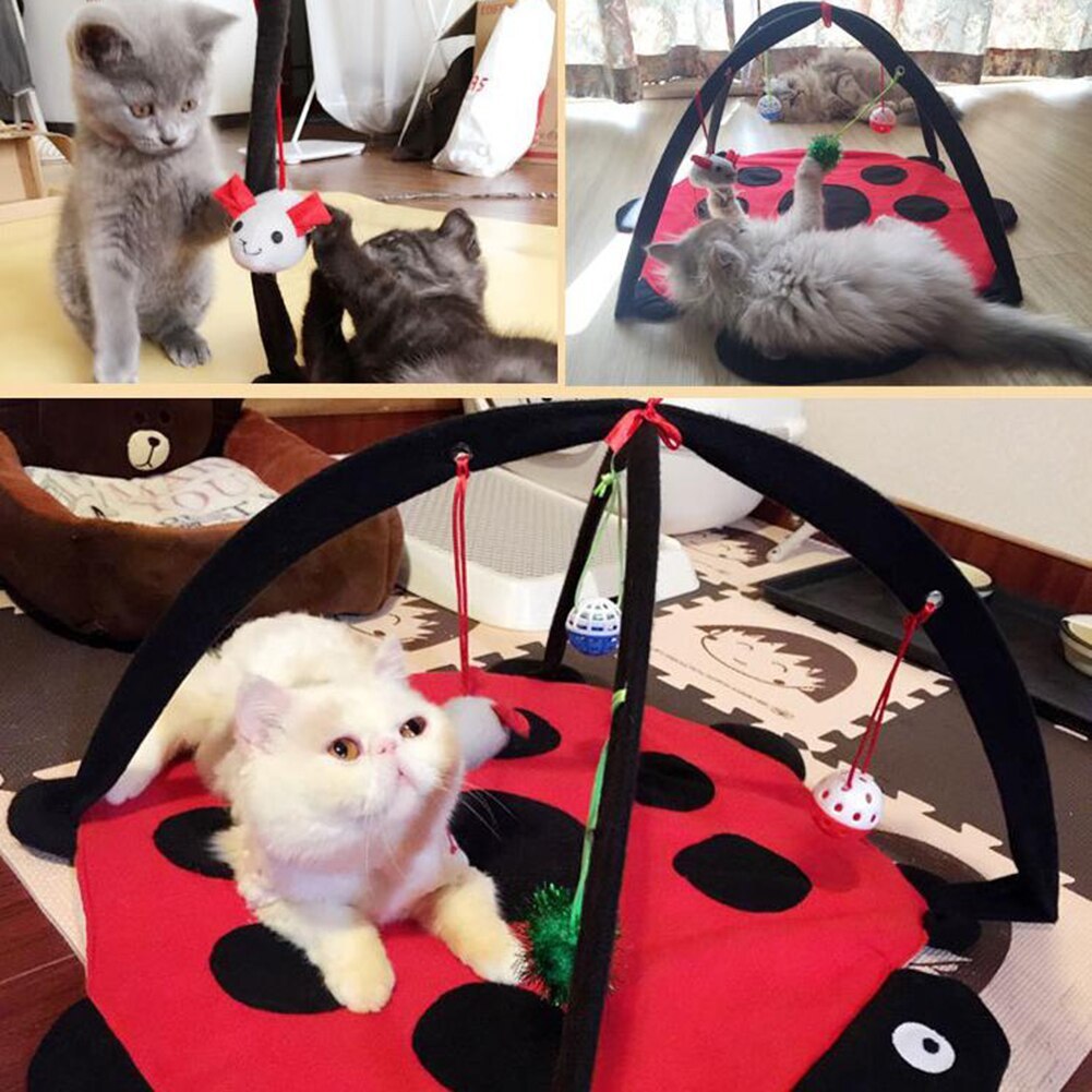 Cartoon Cat Play Tent Multifunctional Cat Hammocks Kitten Sleep Bed Foldable Cat Mat with Balls Cat Play House Toy