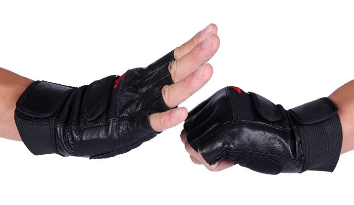 Army fan half finger outdoor leather gloves