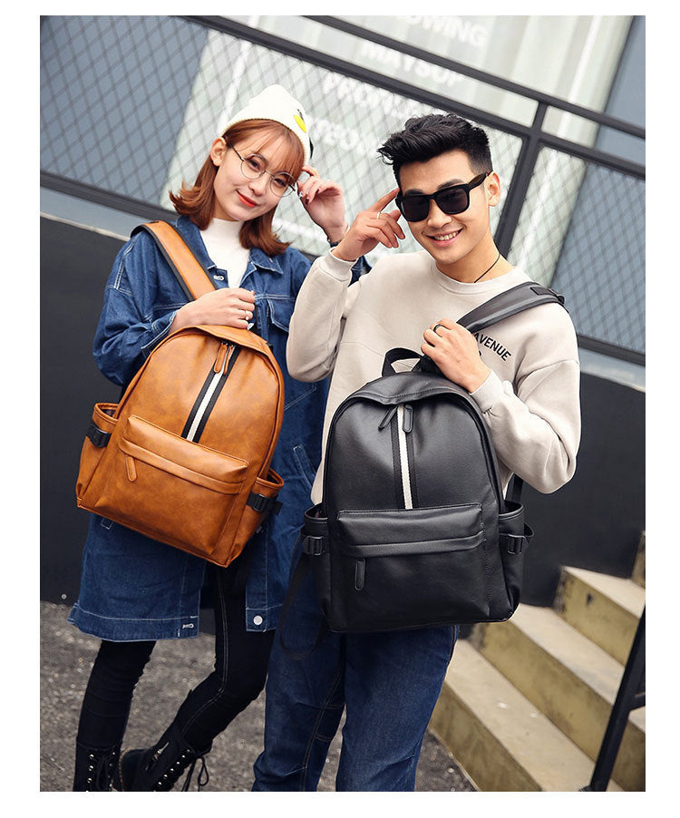 Men and women pu leather backpack