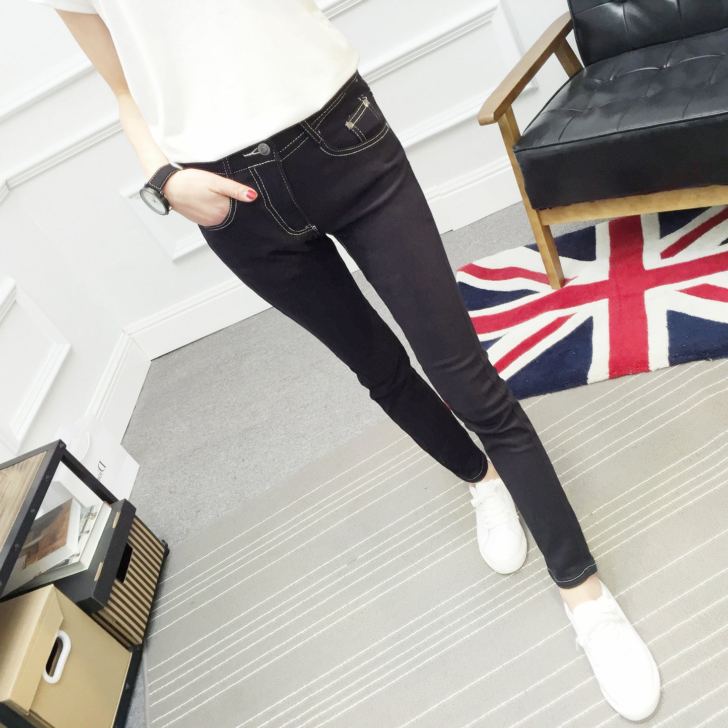 Slim-fit mid-rise jeans