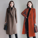 Solid Color Suit Collar Long-sleeved Woolen Coat