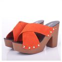 Thick heel fish mouth sandals and slippers