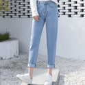 Korean version versatile loose straight denim