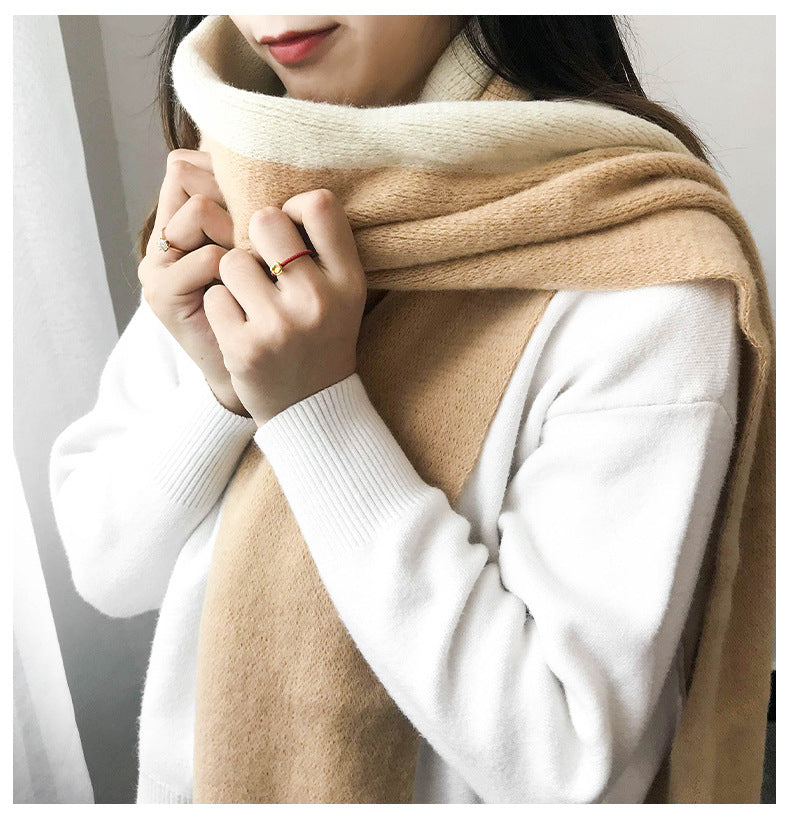 Men's And Women's Korean-style Cashmere Color Matching Scarf Solid Color Shawl