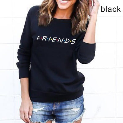 Letter pattern round neck long sleeve plus velvet T