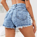 Women's Fashion Casual High Waist Ripped Denim Shorts