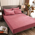 Pure Color Warm Keeping Thickening Rhinestone Velvet Skin-friendly Fitted Sheet