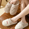 Solid Rhombic Letter Home Slippers Winter Warm Non-slip Floor Bedroom Plush Slipper For Couple House Shoes Women Men