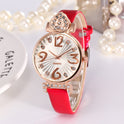 Peach heart rhinestone big number belt female watch