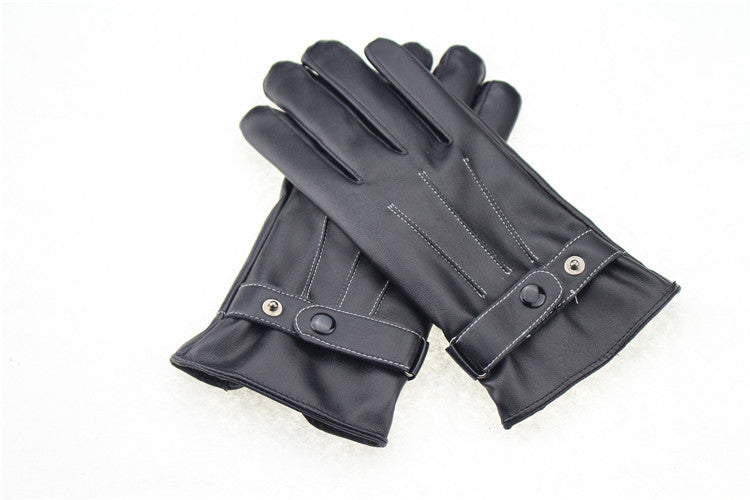 Touch screen leather gloves waterproof full finger