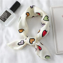 Lovely Heart Print Small Silk Scarf for Hair Tie Women Square Neck Scarves Foulard Female Bag Skinny Band Neckerchief Bandana