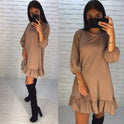 Ruffled Lantern Sleeve Dress